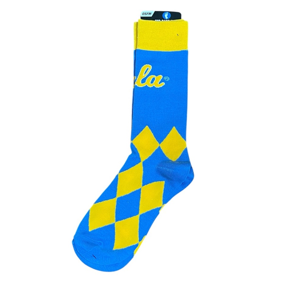 New UCLA Sports Blue and Yellow Argyle Socks